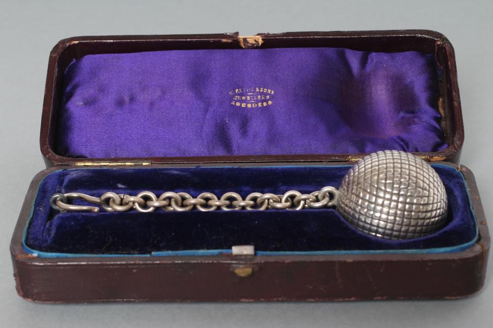 OF GOLFING INTEREST - a late Victorian EPNS golf ball trophy by M. Rettie Image