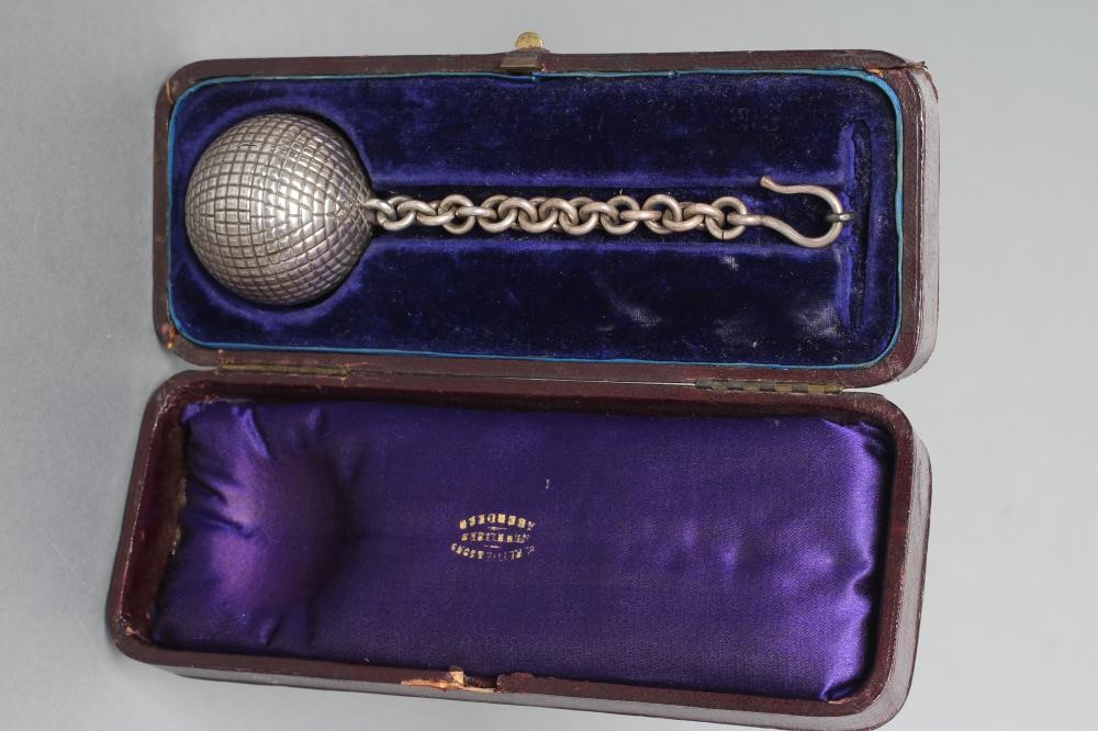 OF GOLFING INTEREST - a late Victorian EPNS golf ball trophy by M. Rettie Image
