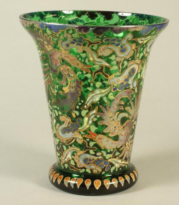 A GERMAN GREEN GLASS VASE Image