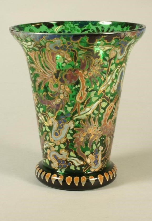 A GERMAN GREEN GLASS VASE Image