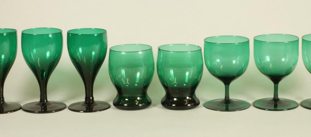 A COLLECTION OF "BRISTOL" GREEN GLASSES Image
