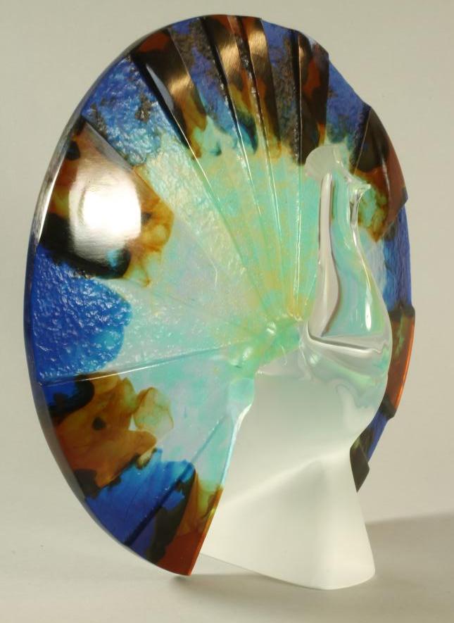 A DAUM PATE-DE-VERRE MODEL OF A PEACOCK Image
