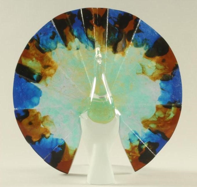 A DAUM PATE-DE-VERRE MODEL OF A PEACOCK Image