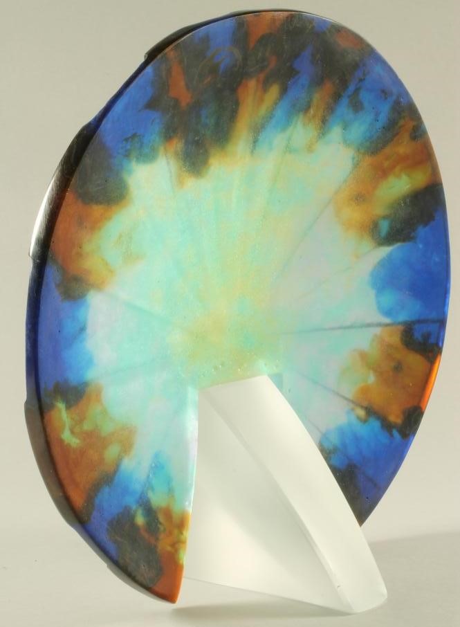 A DAUM PATE-DE-VERRE MODEL OF A PEACOCK Image