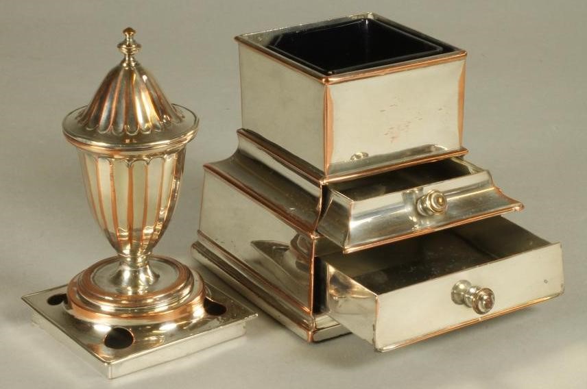 A PLATED ON COPPER DESK STANDISH Image