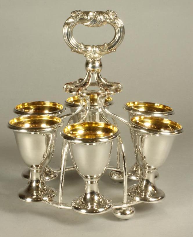 AN OLD SHEFFIELD PLATE EGG CRUET Image