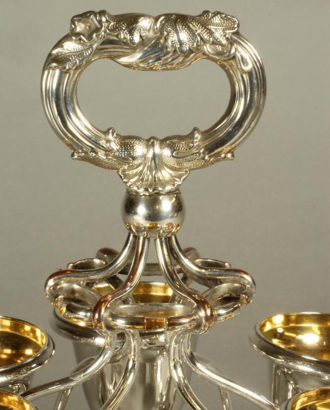 AN OLD SHEFFIELD PLATE EGG CRUET Image