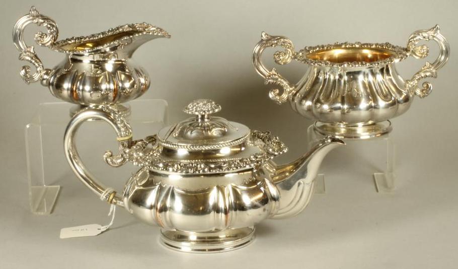 AN OLD SHEFFIELD PLATE THREE PIECE TEA SERVICE Image