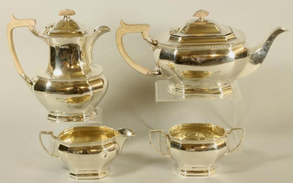 A THREE PIECE SILVER TEA SERVICE Image