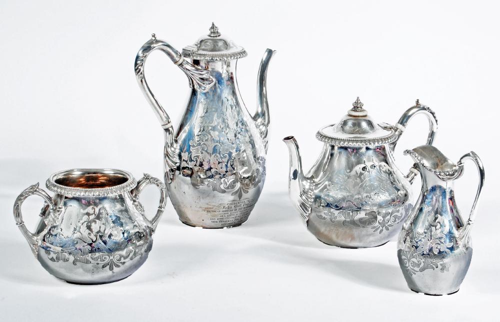 A VICTORIAN SILVER FOUR PIECE TEA AND COFFEE SERVICE Image