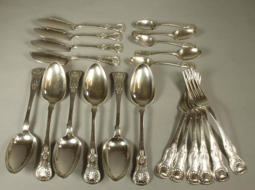 A SET OF SIX SCOTTISH VICTORIAN SILVER TABLE FORKS Image