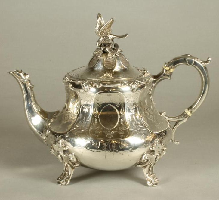 A VICTORIAN SILVER TEAPOT Image