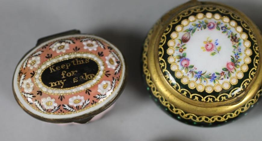 TWO ENGLISH ENAMEL PATCH BOXES Image