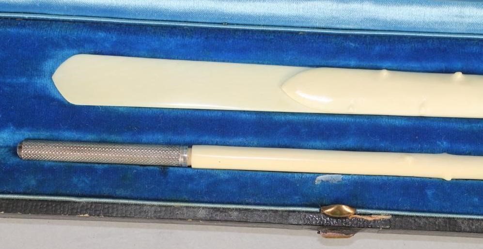AN IVORY HANDLED DESK SET Image