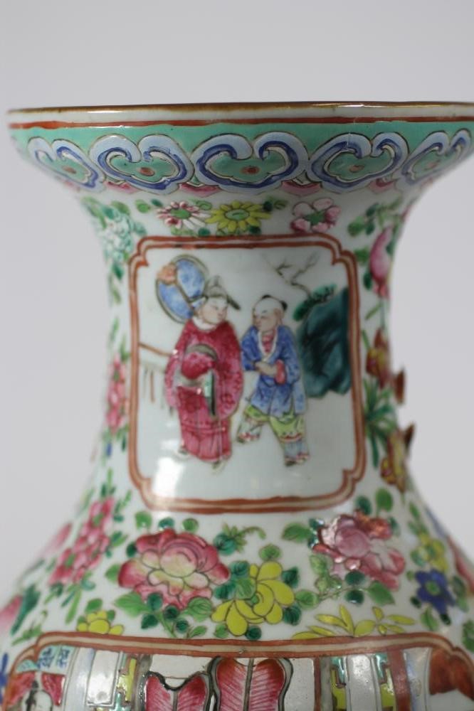 A PAIR OF CANTONESE PORCELAIN VASES Image