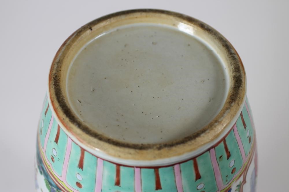 A PAIR OF CANTONESE PORCELAIN VASES Image