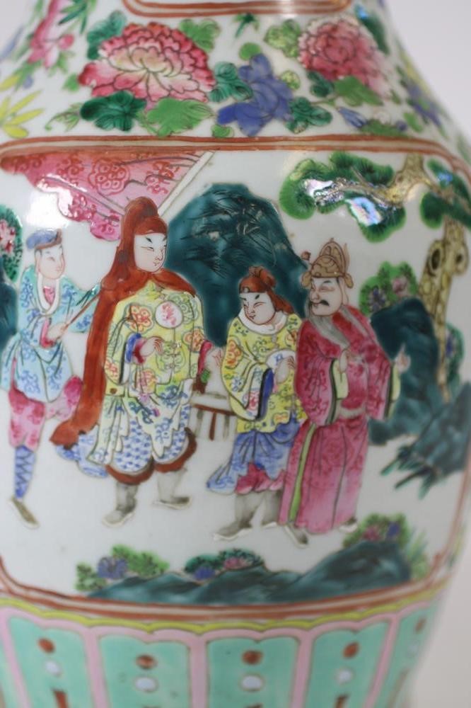 A PAIR OF CANTONESE PORCELAIN VASES Image
