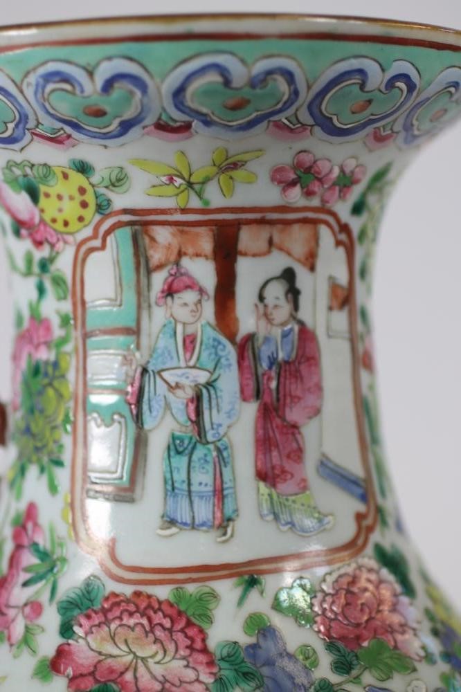 A PAIR OF CANTONESE PORCELAIN VASES Image