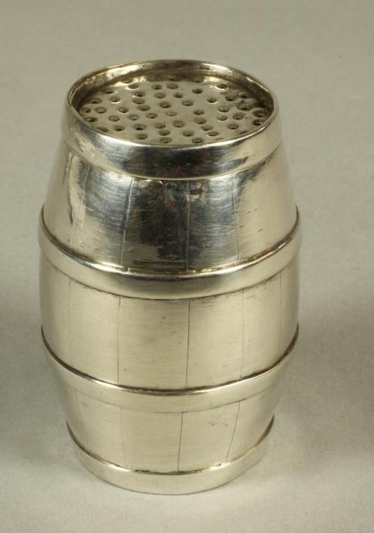 A SILVER NOVELTY POUNCE POT Image