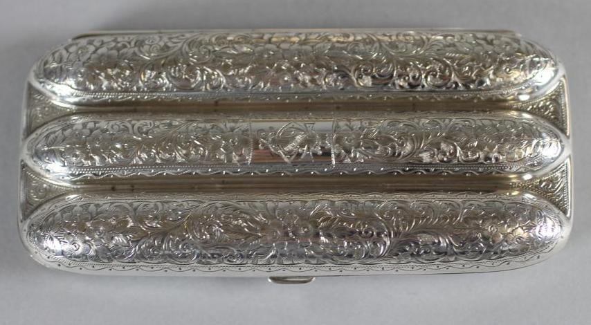 A LATE VICTORIAN SILVER TRIPLE CIGAR CASE Image