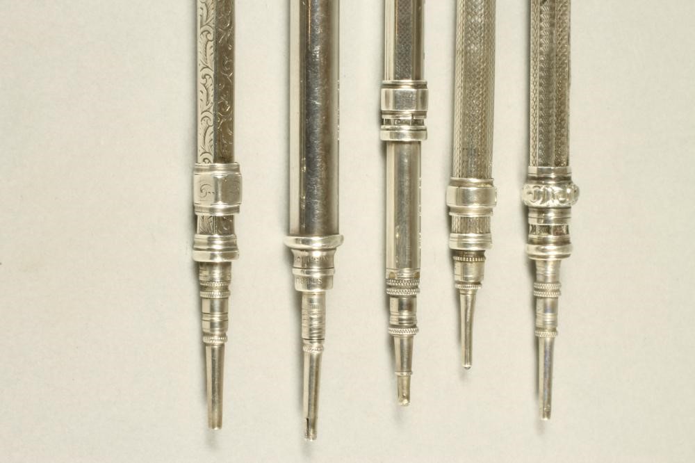 A COLLECTION OF FIVE LATE VICTORIAN TELESCOPIC PENCILS Image