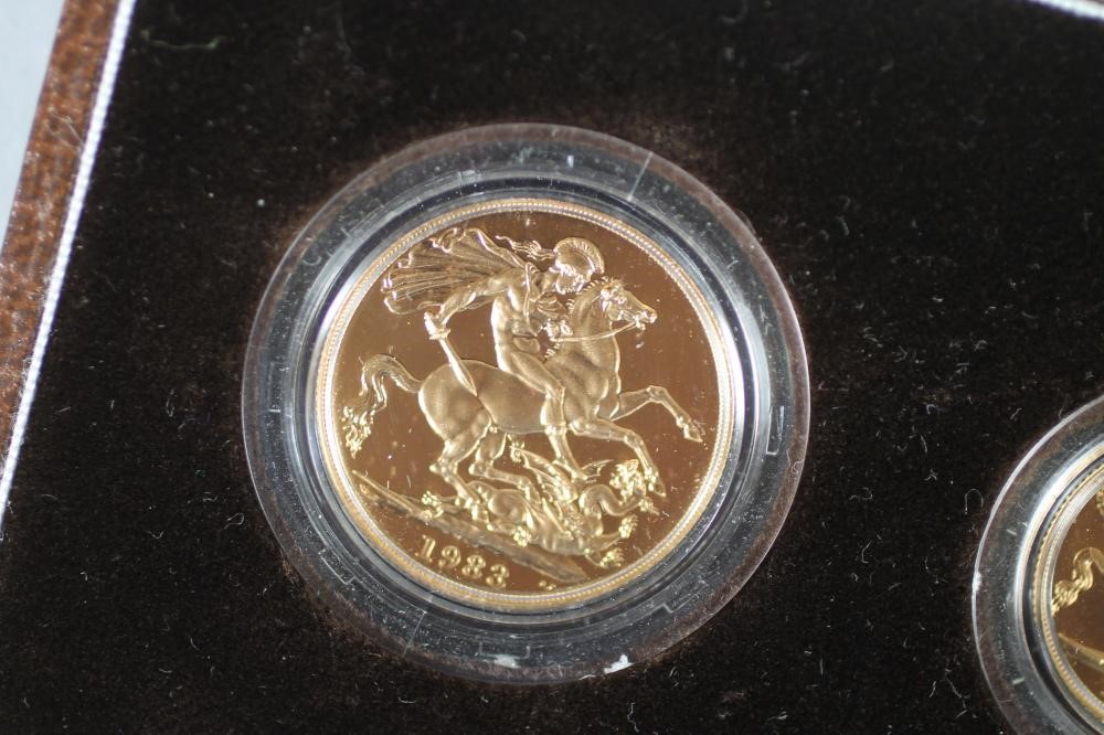 AN ELIZABETH II GOLD THREE COIN PROOF SET Image
