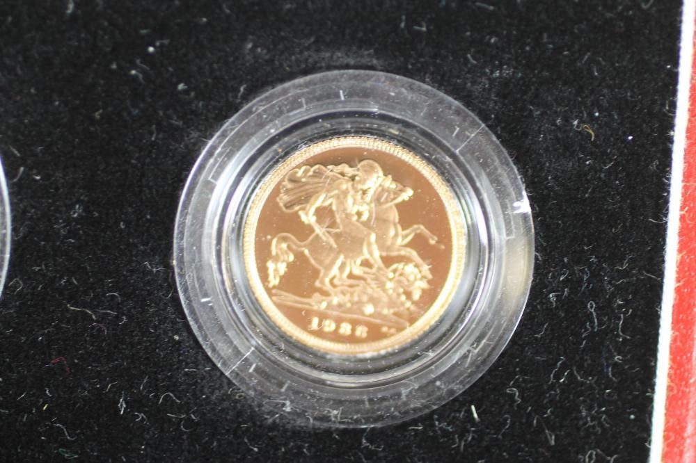 AN ELIZABETH II GOLD THREE COIN PROOF SET Image