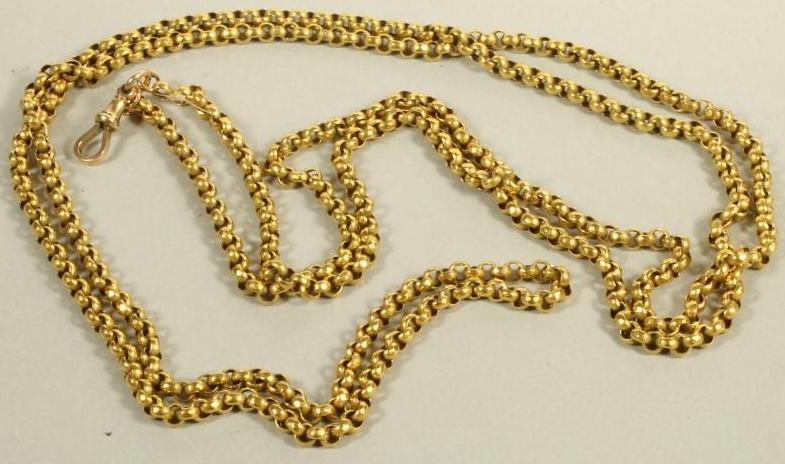 A 9CT GOLD FACET LINK GUARD CHAIN Image