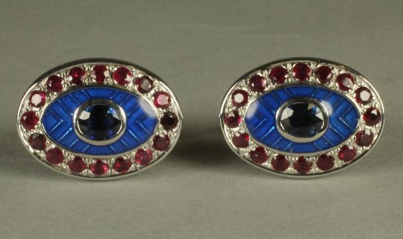 A PAIR OF RUBY SET CUFFLINKS Image