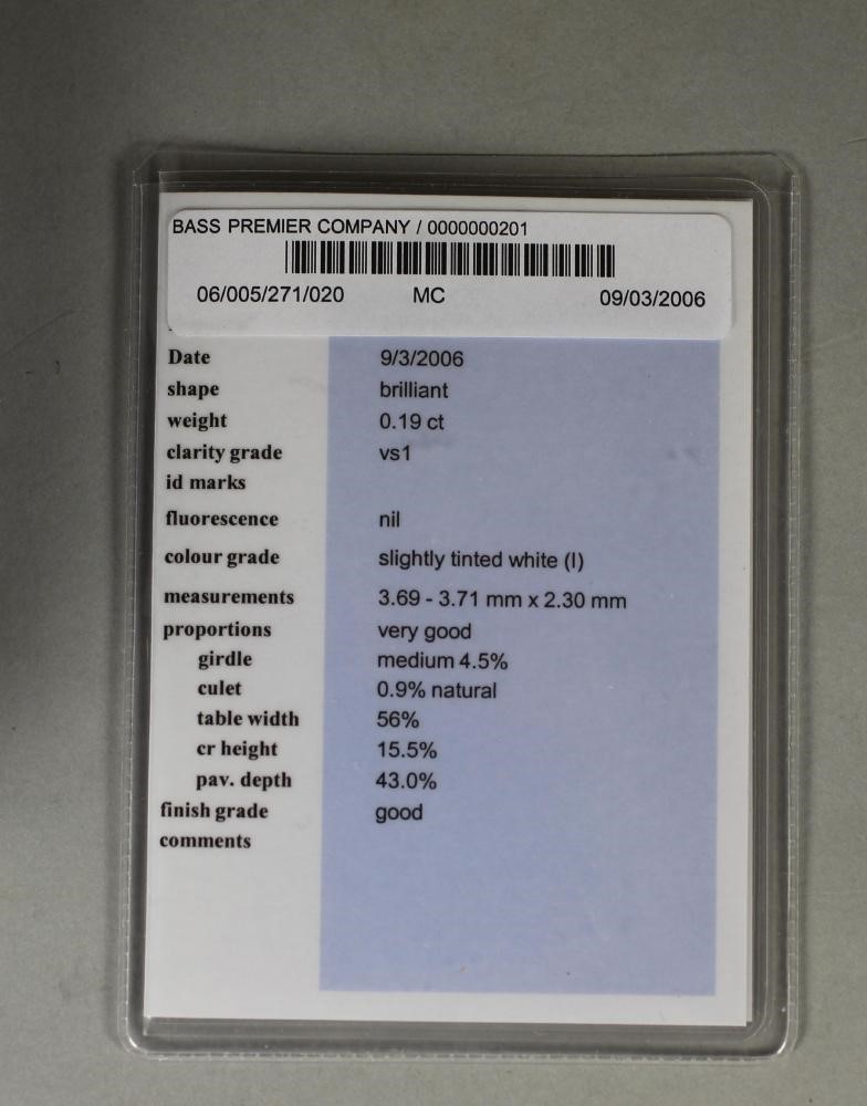 THREE BRILLIANT CUT UNMOUNTED DIAMONDS of 0.17cts (x 2) and 0.19cts Image