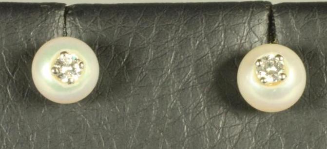 A PAIR OF CULTURED PEARL EAR STUDS Image