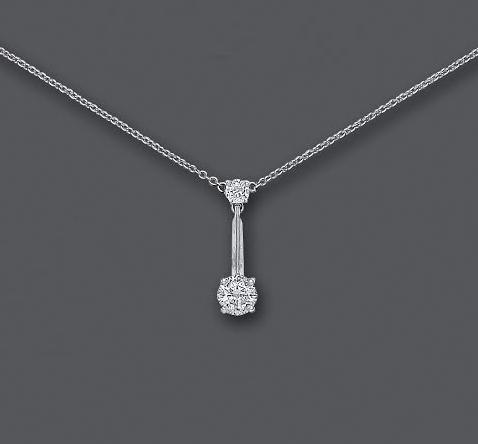 A TWO STONE DIAMOND DROP NECKLACE Image