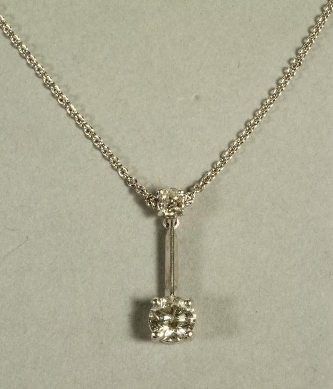 A TWO STONE DIAMOND DROP NECKLACE Image