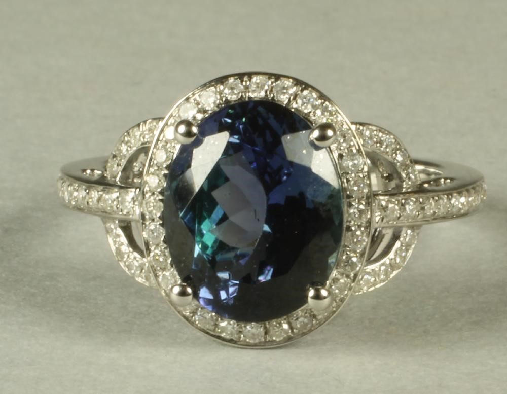 A TANZANITE AND DIAMOND DRESS RING Image