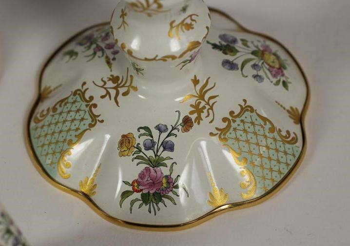 A PAIR OF HALCYON DAYS BILSTON ENAMEL TAPERSTICKS Image