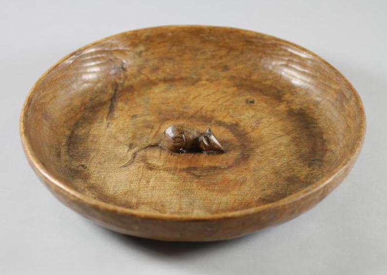 A ROBERT THOMPSON ADZED OAK FRUIT BOWL Image