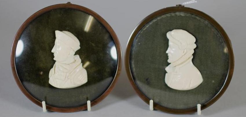 A PAIR OF NORTH EUROPEAN IVORY SILHOUETTE PLAQUES Image