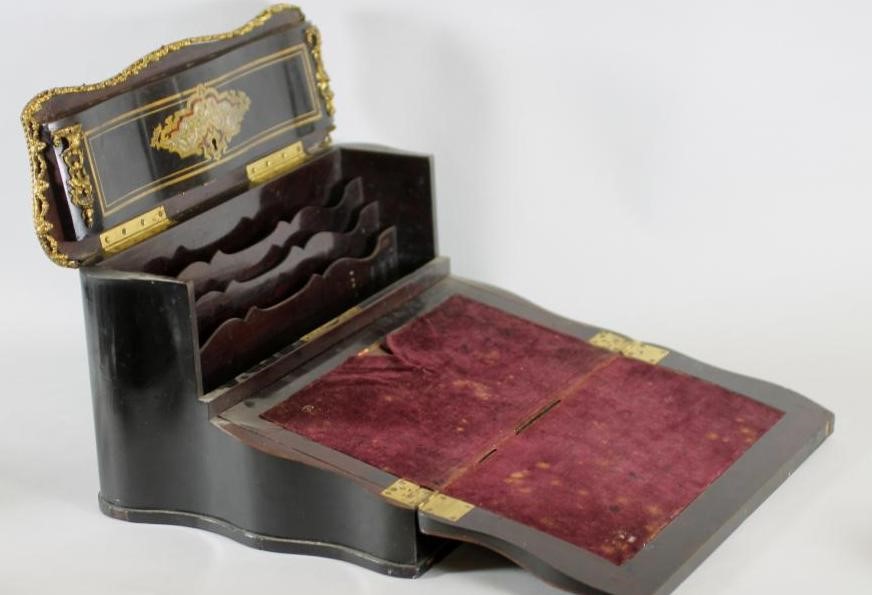 A FRENCH EBONY AND BOULLE WORK CORRESPONDENCE BOX Image