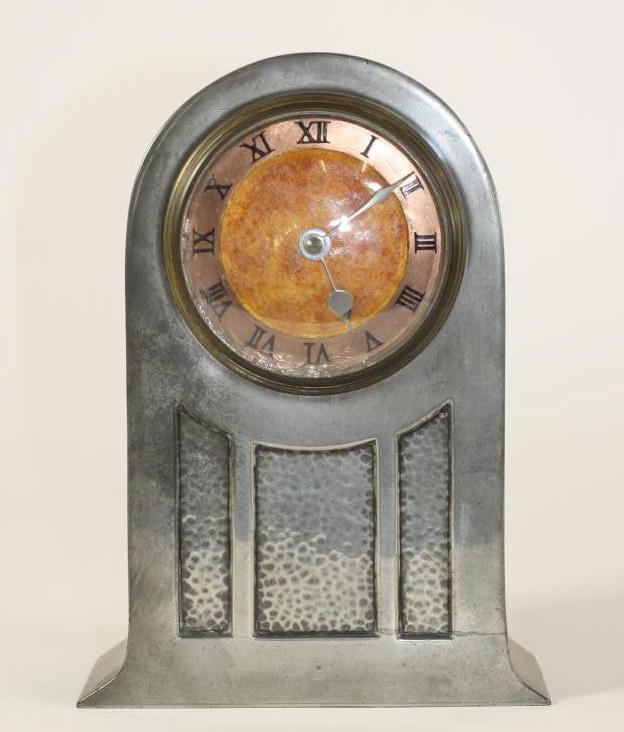 A LIBERTY & CO. "TUDRIC" PEWTER MANTEL CLOCK Image