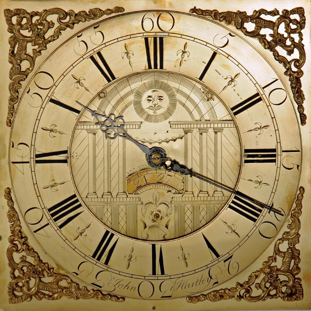 AN OAK LONGCASE CLOCK signed John Hartley Image