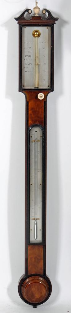 A MAHOGANY STICK BAROMETER Image