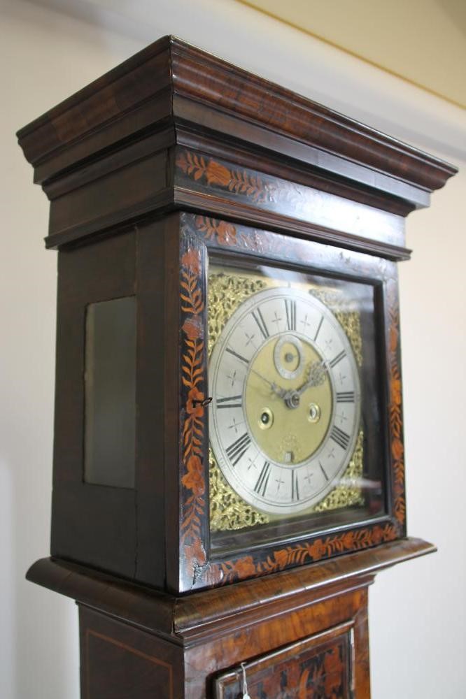 A WALNUT MARQUETRY LONGCASE CLOCK by Jacobus Goubert Image