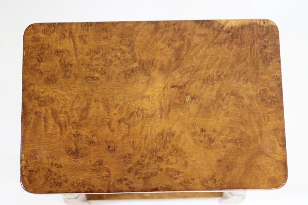 A MALCOLM PIPES OAK STOOL of rounded oblong form with burr oak top Image