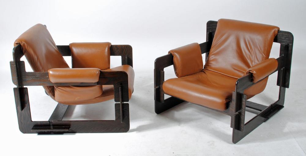 A PAIR OF ARNE JACOBSEN ROVER ARMCHAIRS in stained and laminated beech Image
