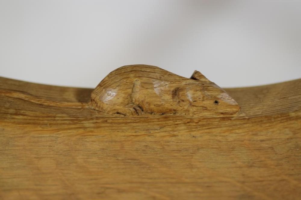 A ROBERT THOMPSON ADZED OAK STOOL Image