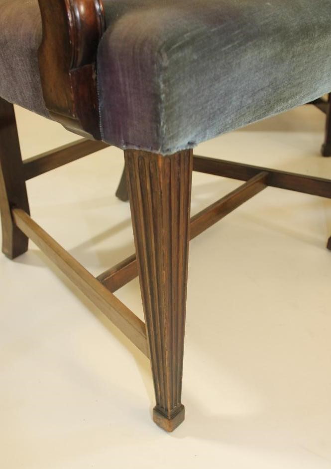 A SET OF EIGHT VICTORIAN MAHOGANY DINING CHAIRS of Georgian design and including an elbow chair Image