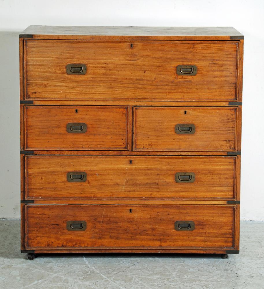 A VICTORIAN MAHOGANY MILITARY CHEST Image