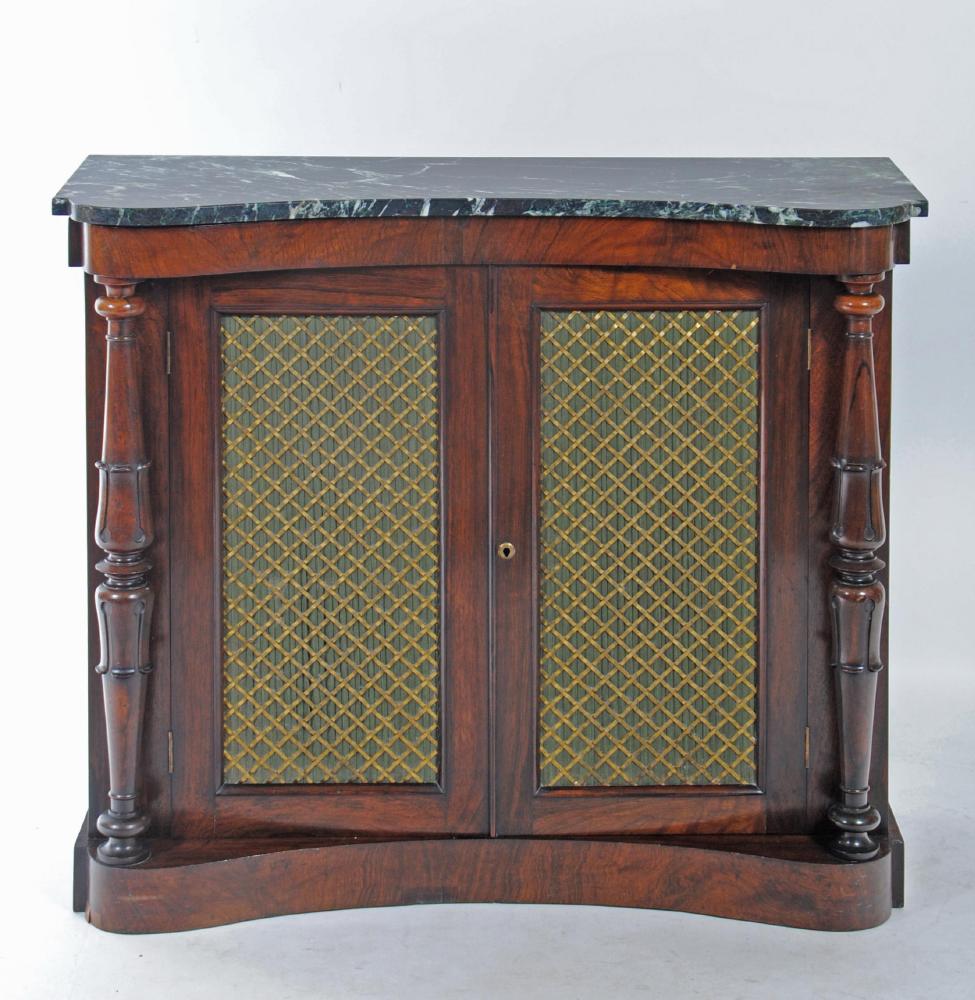 A VICTORIAN ROSEWOOD CHIFFONIER of serpentine form with marble top Image