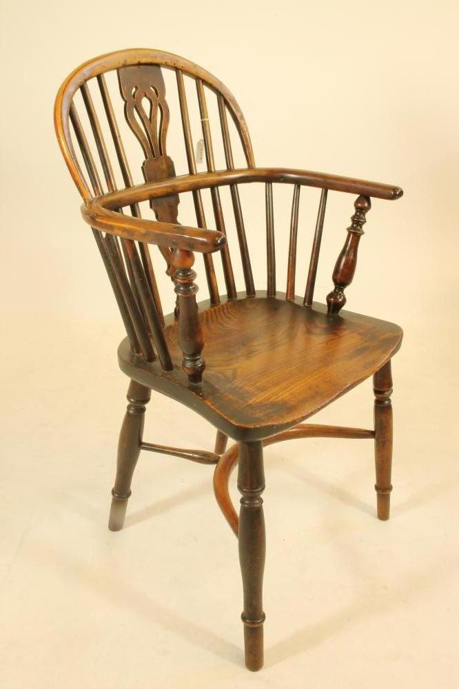 A YEW WINDSOR ARMCHAIR Image