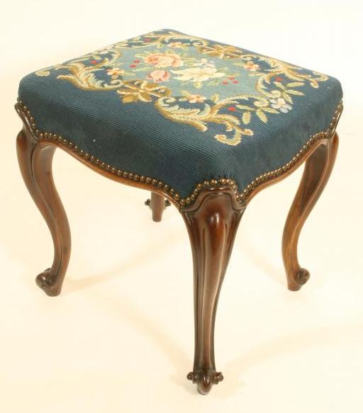 AN EARLY VICTORIAN WALNUT STOOL of oblong form Image